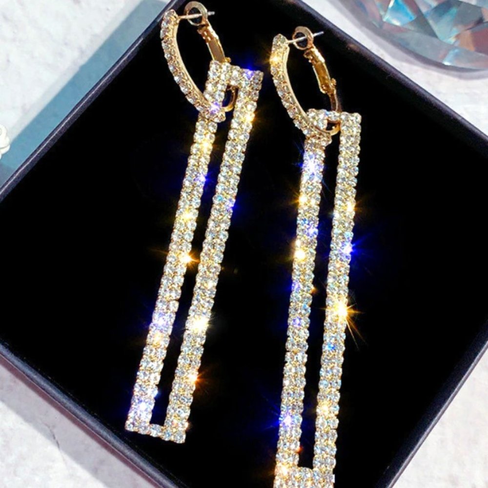Geometric Drop Long Earrings